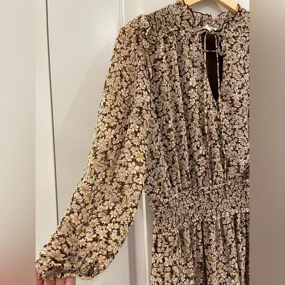 Blu Pepper Beige and Brown Floral Dress - Picture 3 of 6